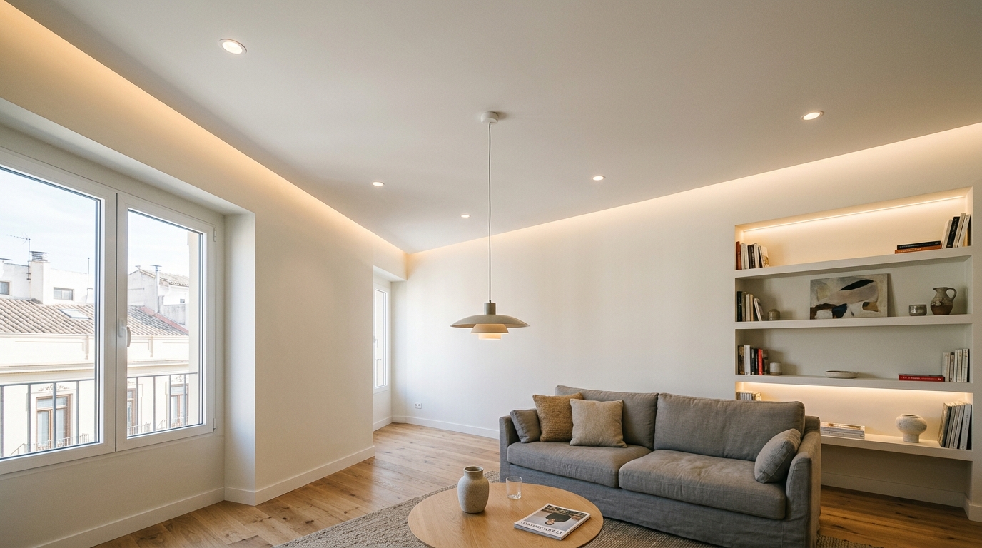 Iluminación LED y techos de pladur en vivienda